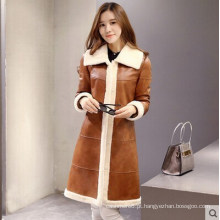 Couro de cordeiro feminino e Shearling Long Style